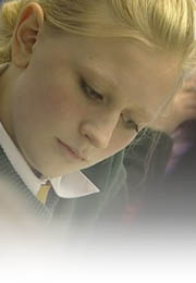 pupil concentrating on work